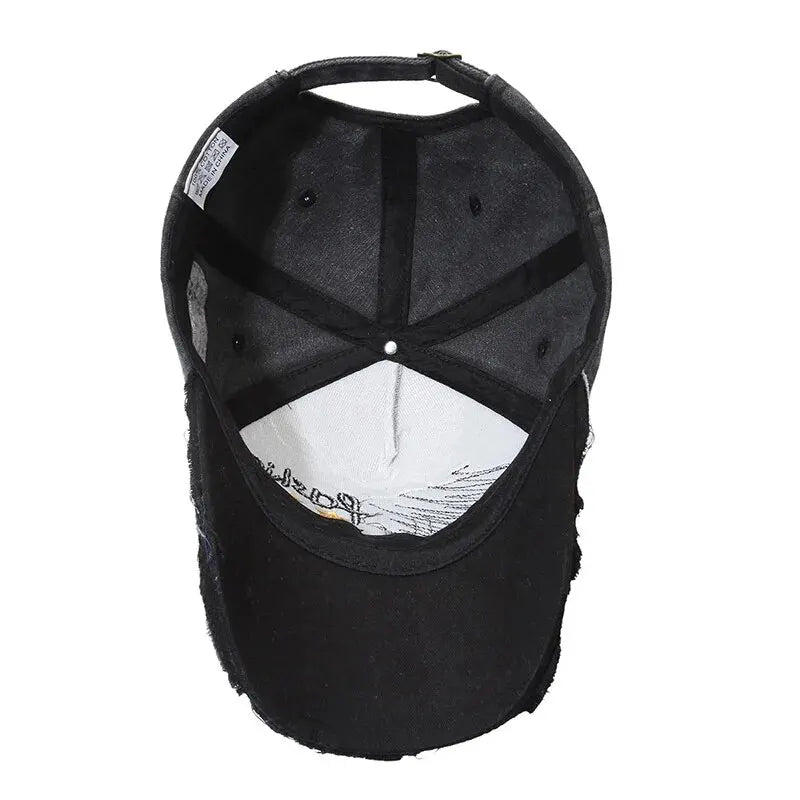 Four Seasons Retro Distressed Letter Embroidered Baseball Cap