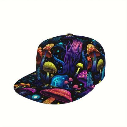 Fantasy Mushroom Print Flat Brim Baseball Cap