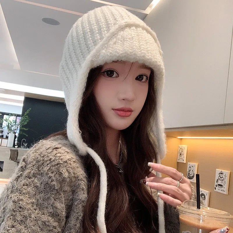 Knitted Wool Ear Protection Winter Bucket Hat
