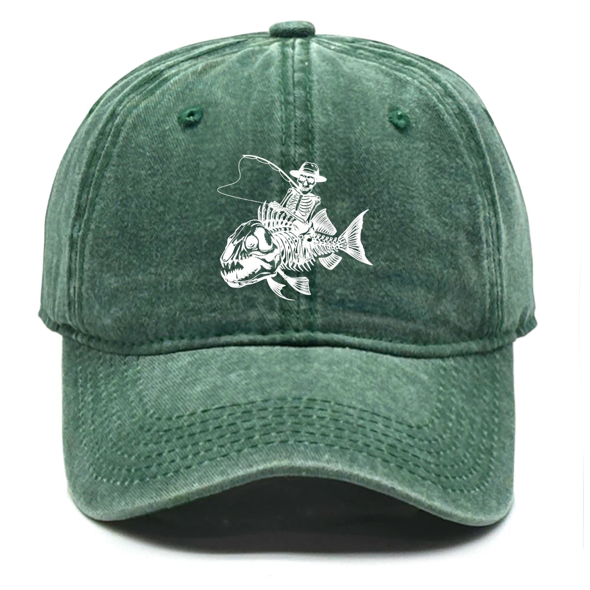 Fishing Skulls Washed Cotton Snapback Caps