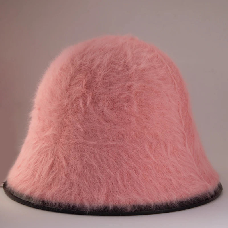 Faux Fur Plush Cloche Bucket Hat