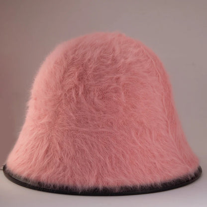 Faux Fur Plush Cloche Bucket Hat