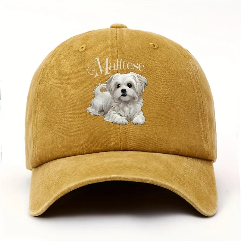 Maltese Dog Print Baseball Cap
