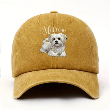 Maltese Dog Print Baseball Cap