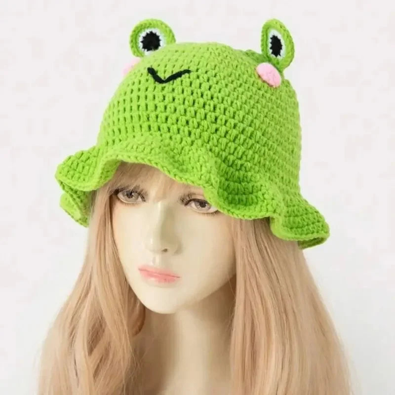 Hand Woven Frog Ruffled Fisherman Bucket Hat