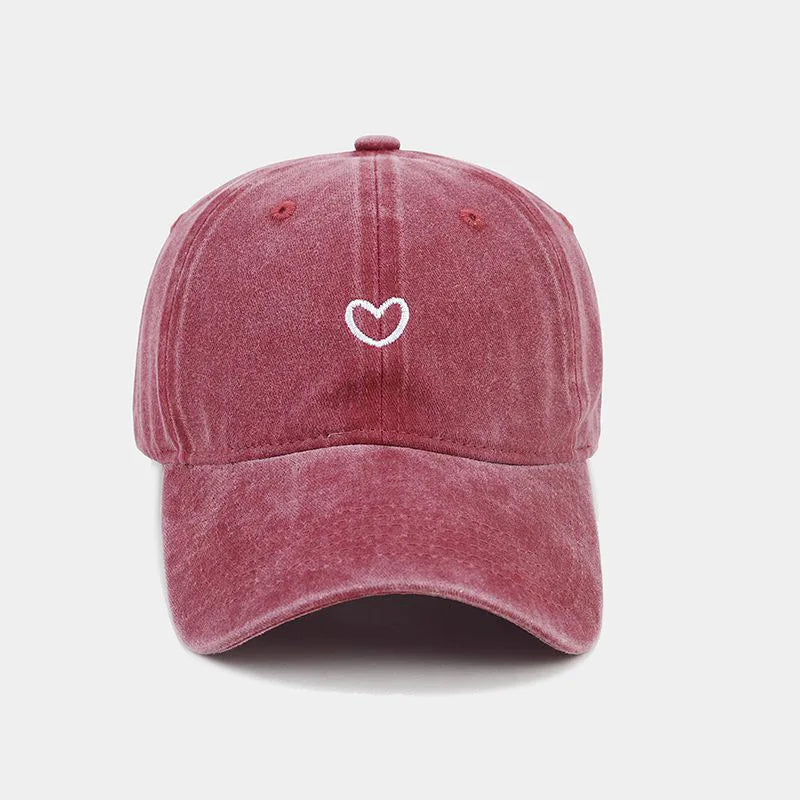 Washed Cotton Embroidered Love Retro Baseball Cap