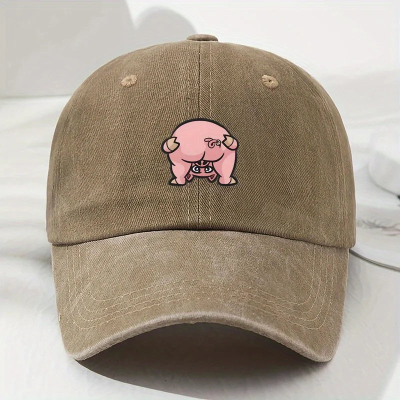 Cute Pink Pig Print Street Baseball Cap