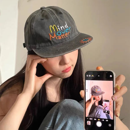 Retro Colored Letter Embroidery Hip Hop Snapback Cap