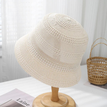 Spring Summer Hat Women Hollow Breathable Knitted Bucket Hat