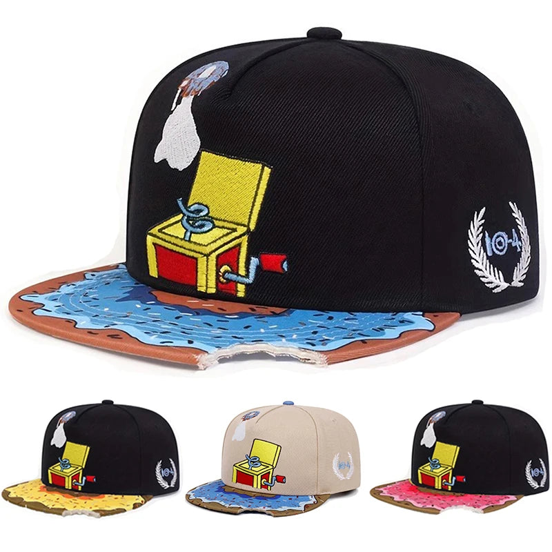 Doughnut Record Flat Brim Snapback Cap