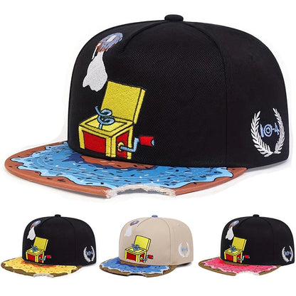 Doughnut Record Flat Brim Snapback Cap