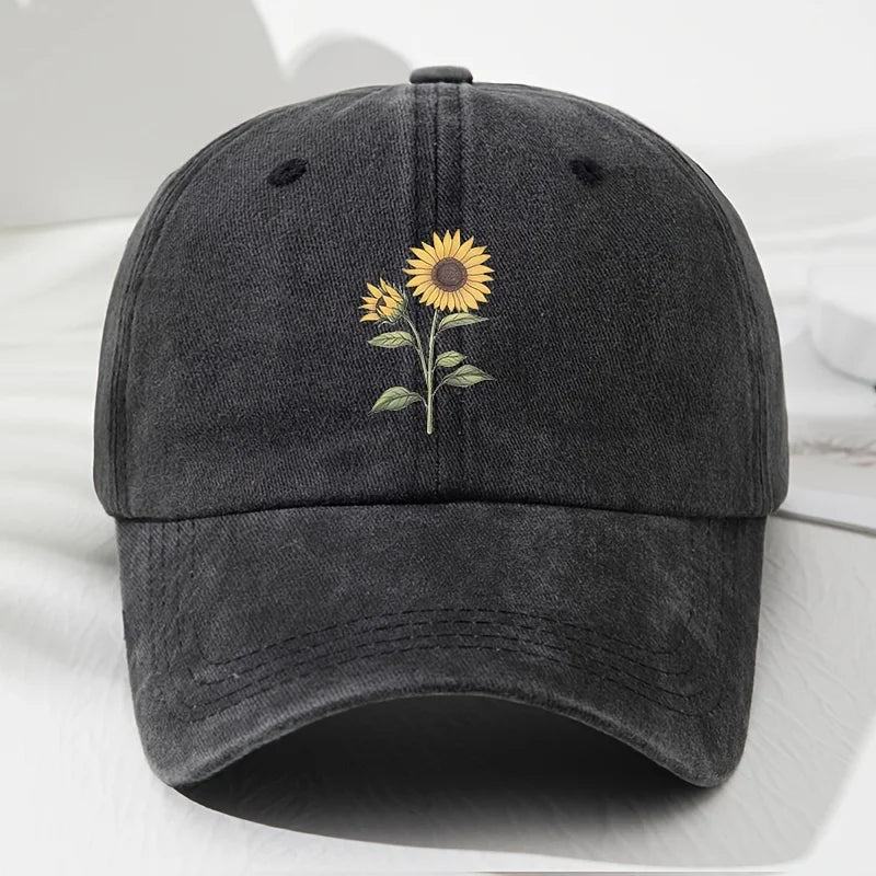 Retro Sunflower Pattern Dad Baseball Hat