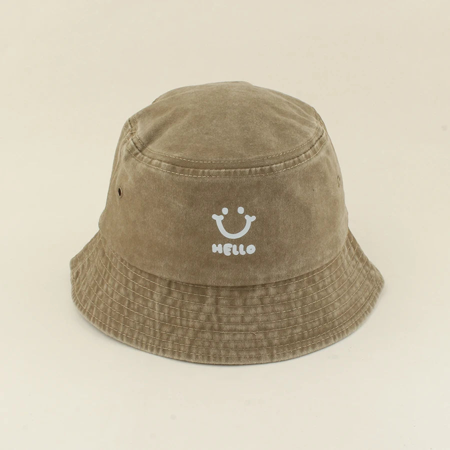 Kids Smiling Face Cotton Summer Bucket Hat