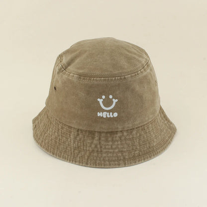 Kids Smiling Face Cotton Summer Bucket Hat