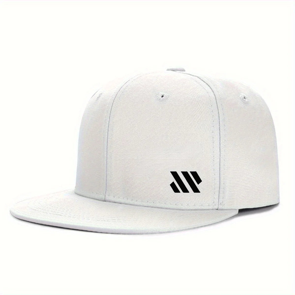White Logo Unisex Flat Brim Travel Cap