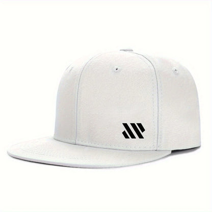 White Logo Unisex Flat Brim Travel Cap