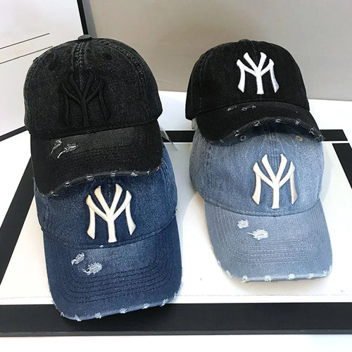 Unisex Letter Embroidery Washed Cowboy Baseball Caps