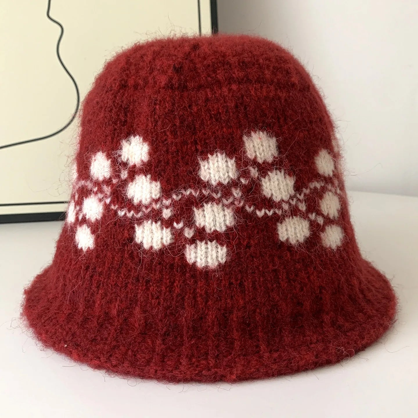 Fair Isle Knit Wool Bucket Hat