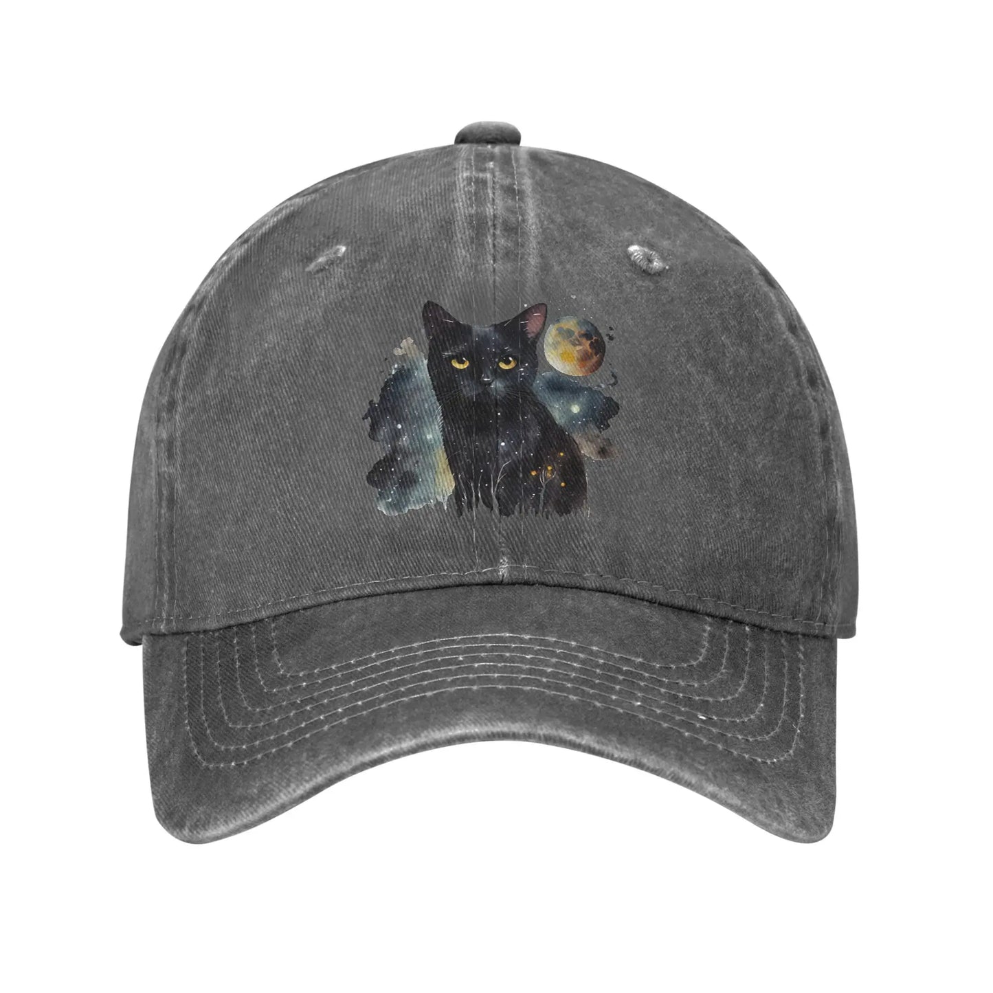Black Cat Washed Y2K Retro Trucker Baseball Cap