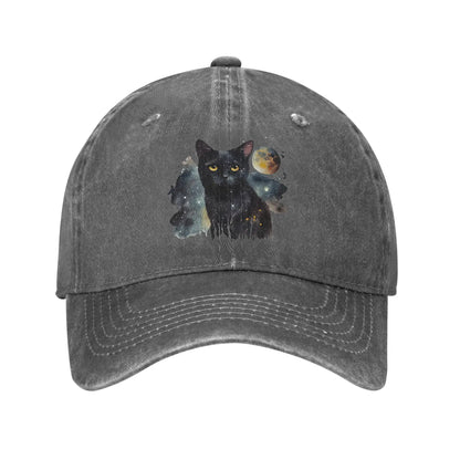 Black Cat Washed Y2K Retro Trucker Baseball Cap
