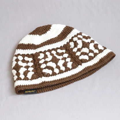 Ethnic Crochet Hollow Two Tone Bucket Hat