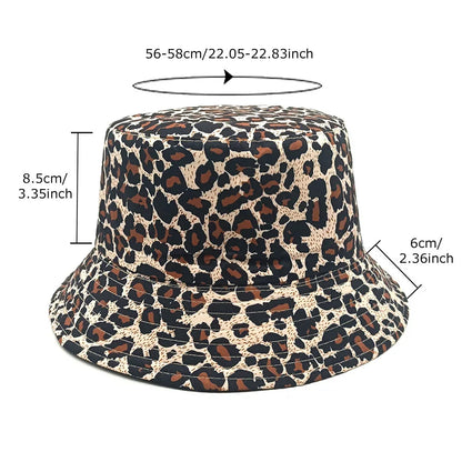 Unisex Reversible Leopard Print Bucket Hat – Double-Sided Sun Cap