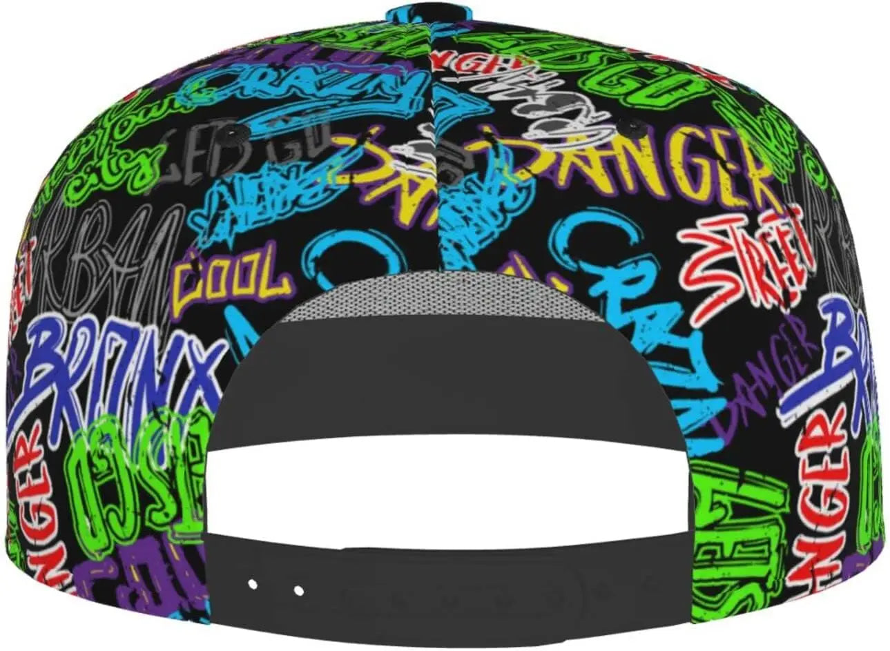 Funny Graffiti Adjustable Flat Bill Snapback Baseball Hat