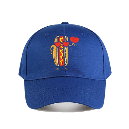 Distressed Hot Dog Heart Valentine Baseball Cap