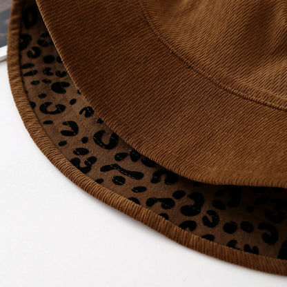 Womens Leopard Print Winter Fisherman Hat
