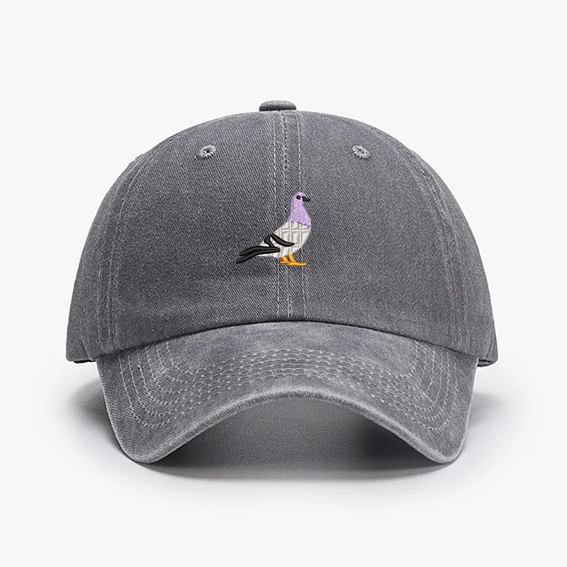 Embroidered Pigeon Vintage Washed Spring Baseball Cap