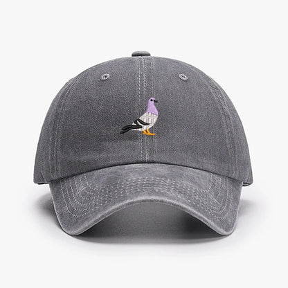 Embroidered Pigeon Vintage Washed Spring Baseball Cap