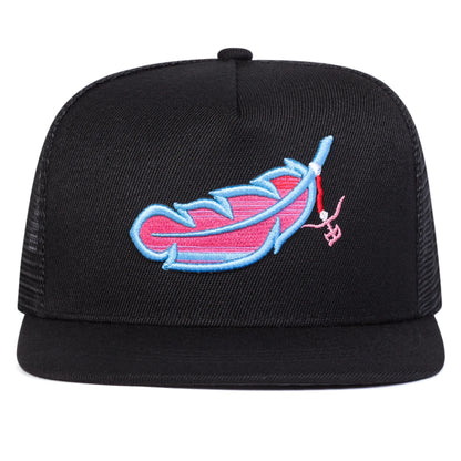 Unisex Colorful Feather Embroidery Hip-hop Net Hats
