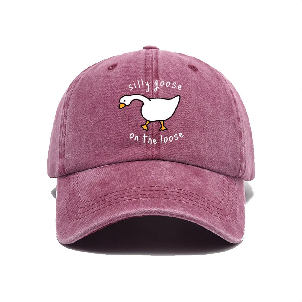 Big Goose Print Soft Top Baseball Cap