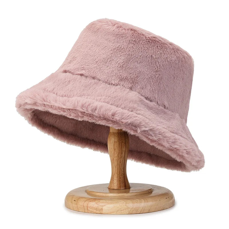 Warm Thick Solid Color Women's Bucket Hat