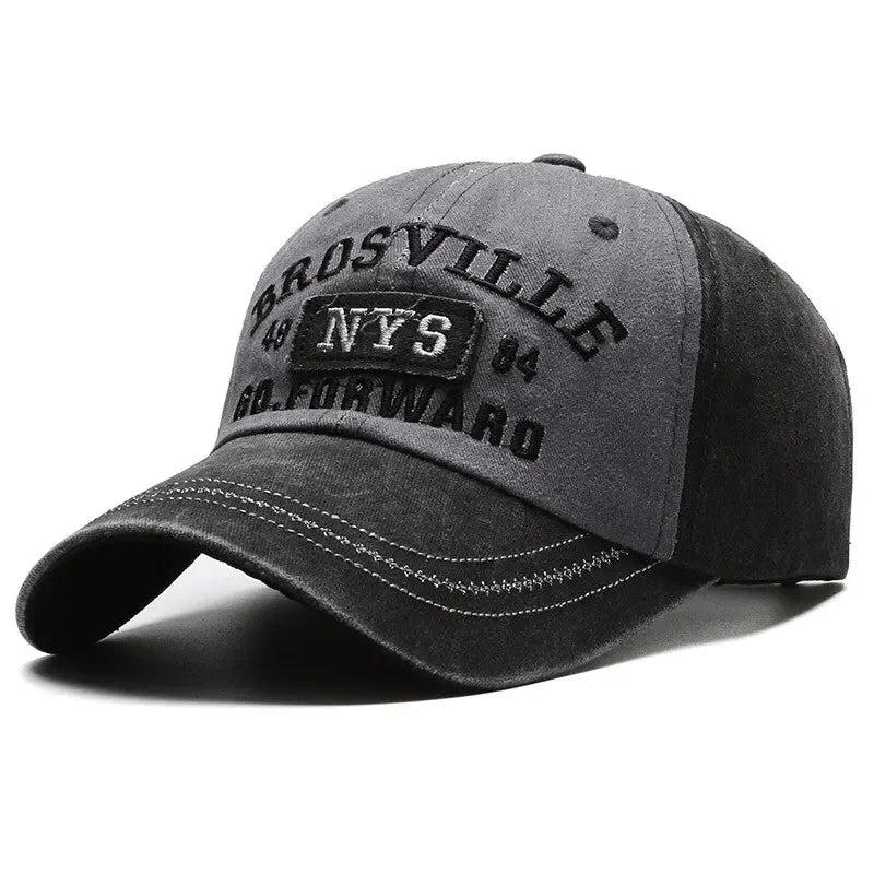Distressed Cotton Letter Embroidered Baseball Cap