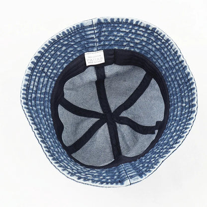 Washed Denim Bucket Hat Women Fisherman's Hat
