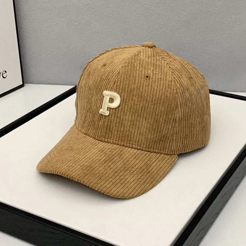 Corduroy Letter Baseball Cap
