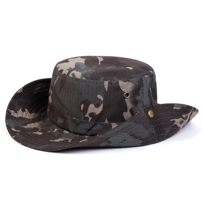 Men’s Plaid Camouflage Drawstring Wide Brim Bucket Hat