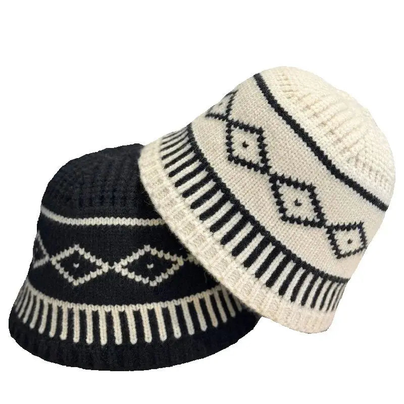 Rhombus Pattern Knitted Winter Hat