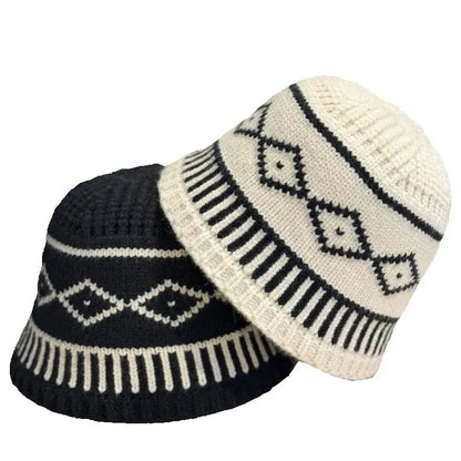 Rhombus Pattern Knitted Winter Hat