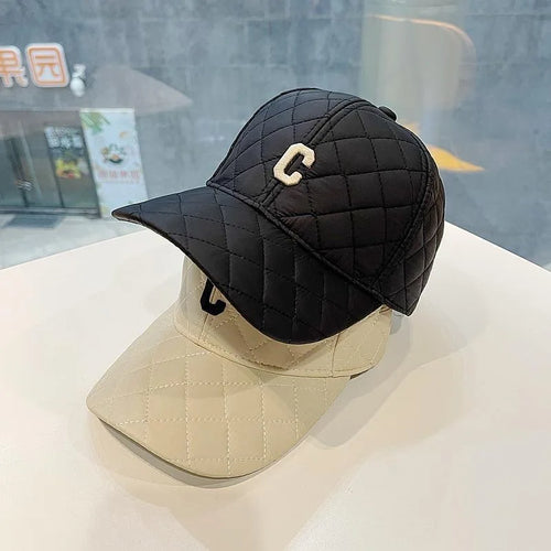 Quilted Letter Embroidered Baseball Cap