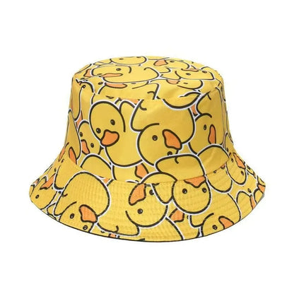 Reversible Duck Print Summer Travel Bucket Hat