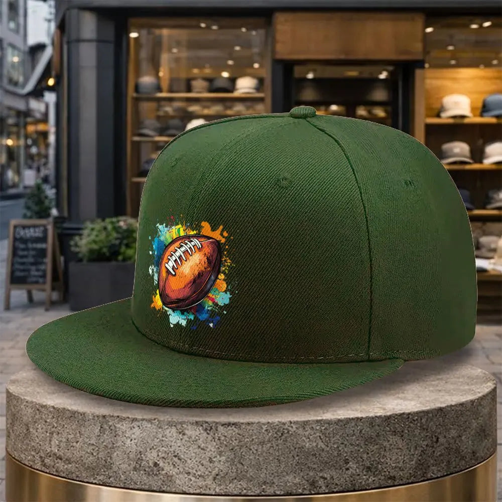 American Football Splatter Graphic Snapback Cap