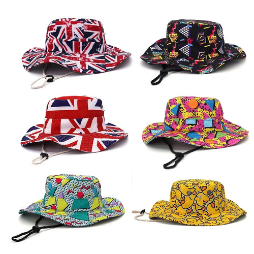 Unisex Wide Brim Bucket Hat Letter Print