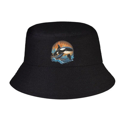 Vintage Orca Ocean Circle Art Bucket Hat
