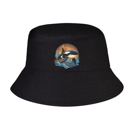 Vintage Orca Ocean Circle Art Bucket Hat