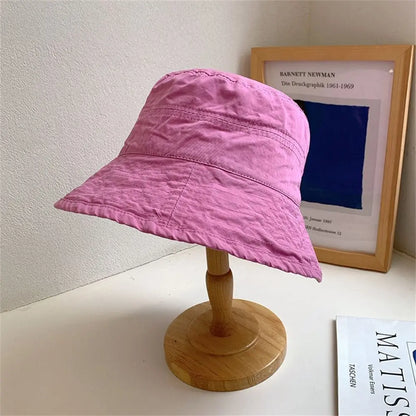 Solid Color Breathable Sunscreen Bucket Hat