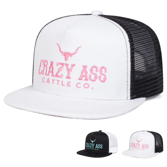 Unisex CRAZY ASS CATTLE CO Embroidery Hip-hop Net Hats
