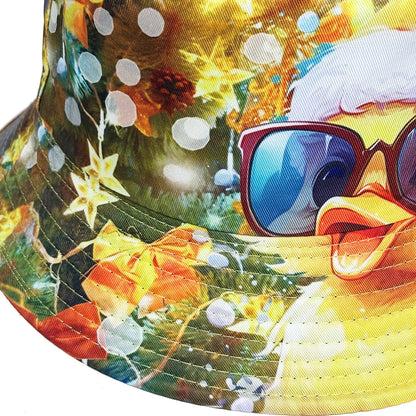 Christmas Little Yellow Duck Reversible Foldable Bucket Hat Unisex