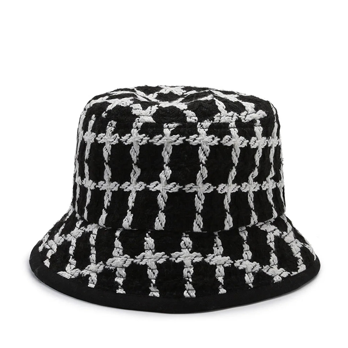 Plaid Knitted Winter Fisherman Hat